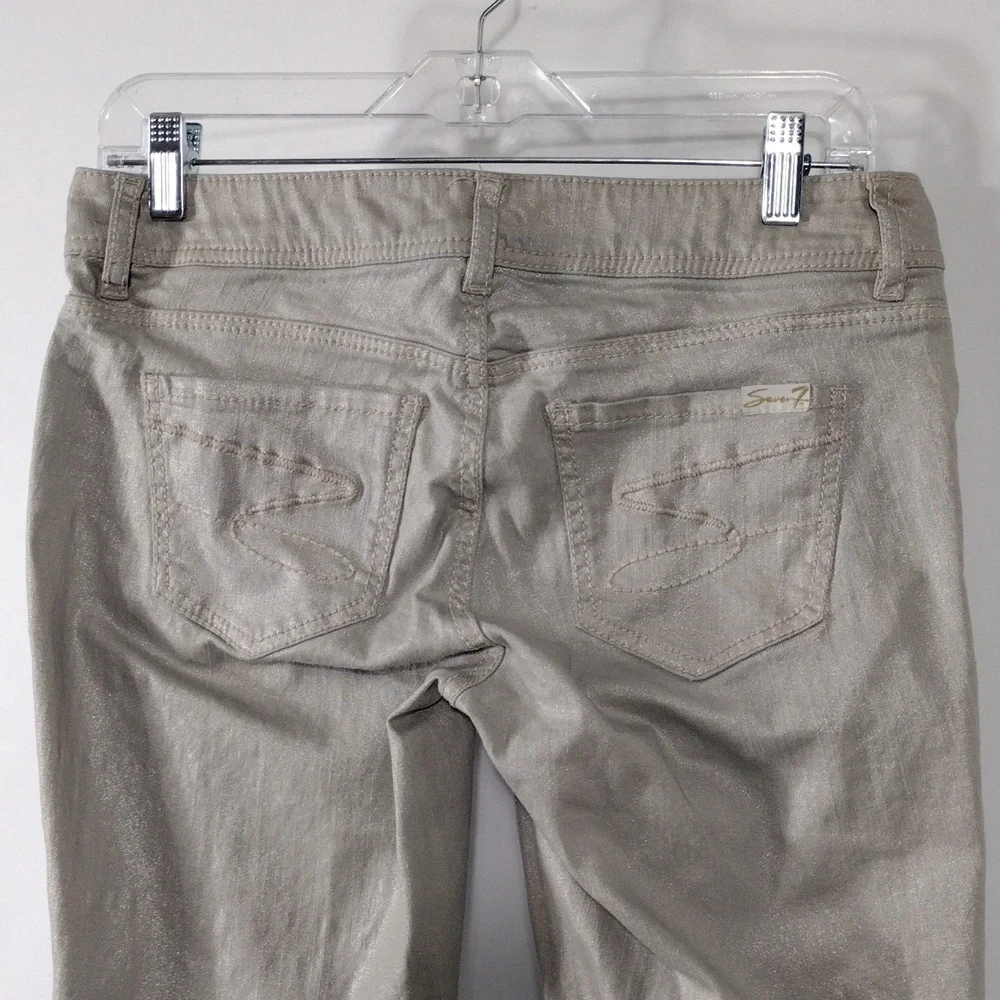 EUC Seven7 Tan Metallic Skinny jeans size 4 - Picture 6 of 15